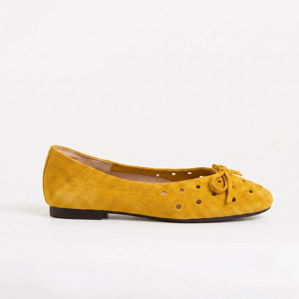 The Dual Stride Yellow Suede Ballet Flats