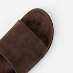 The Dual Stride Chocolate Brown Minimalist Suede Slide Sandals