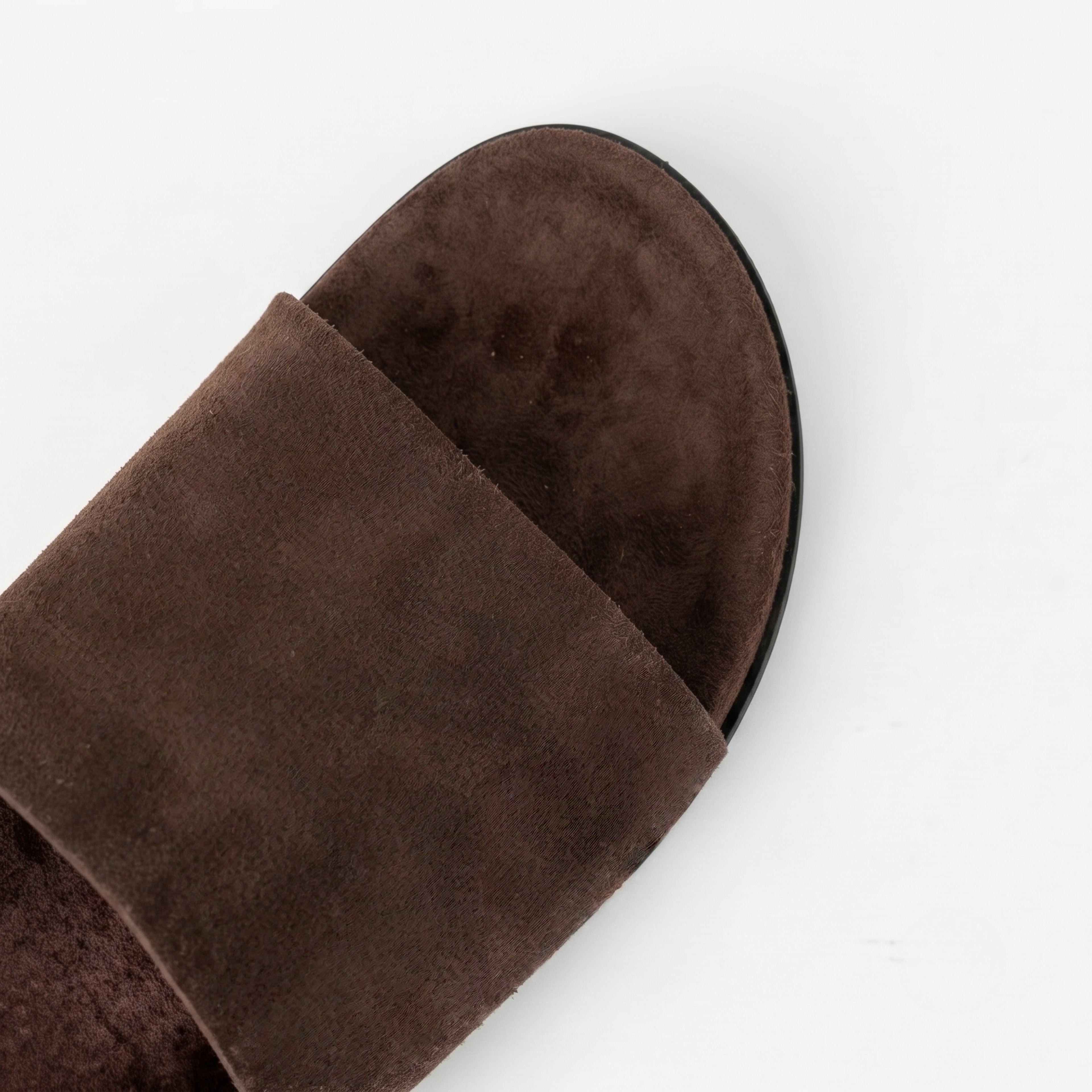 The Dual Stride Chocolate Brown Minimalist Suede Slide Sandals
