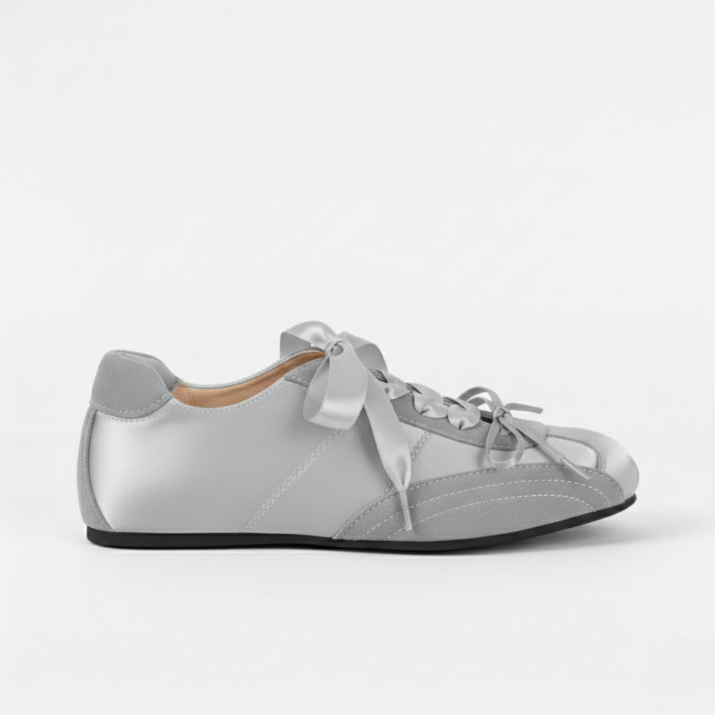 The Dual Stride Women's Silver Ballet Satin Shoes