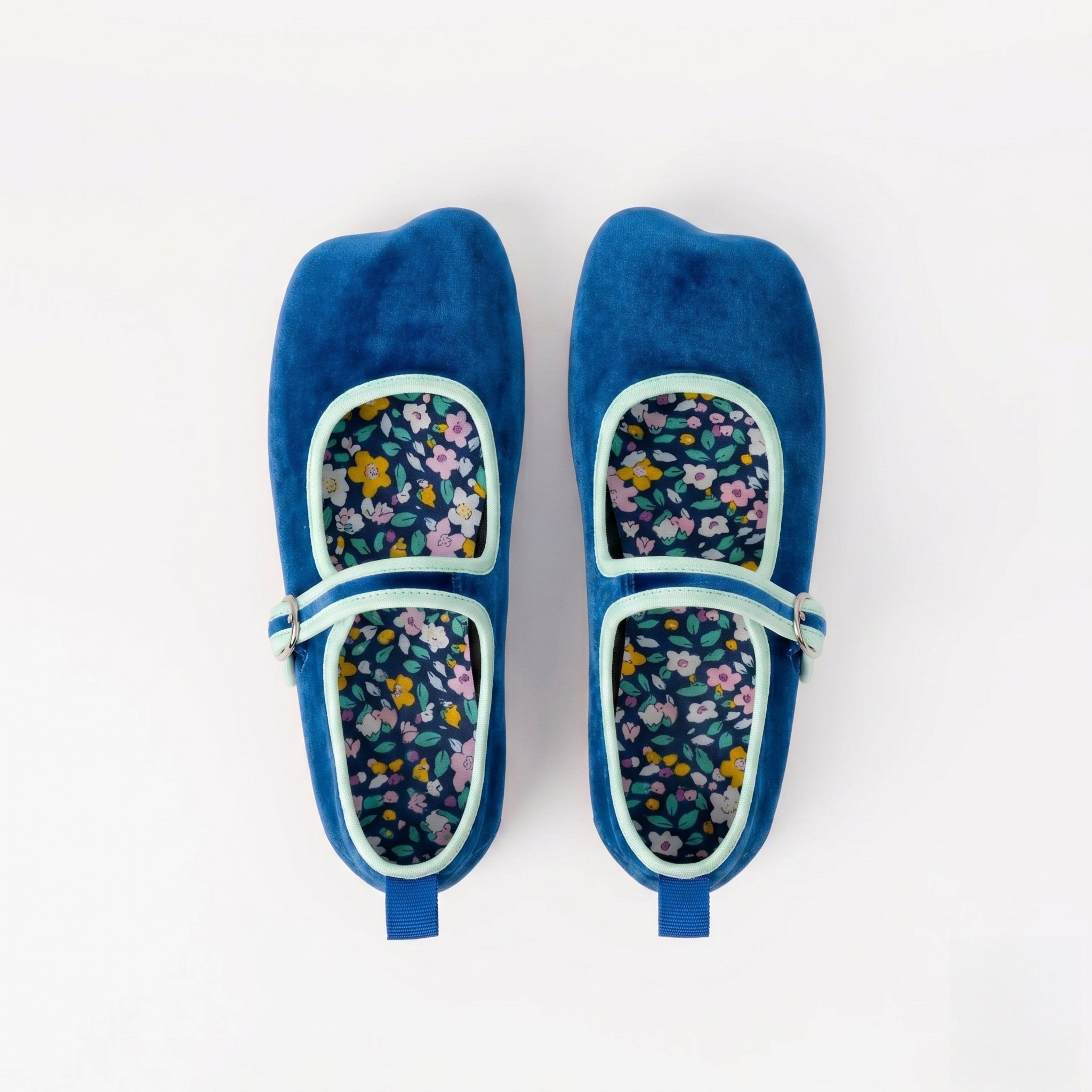 The Dual Stride Blue Square-Toe Mary Jane Ballet Flats