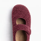 The Dual Stride  Red Cozy Fleece Mary Jane Flats