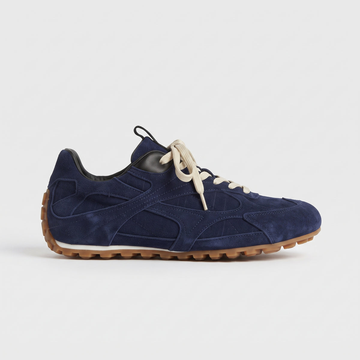 The Dual Stride Navy Blue Suede Retro Running Sneakers