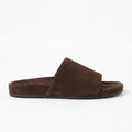 The Dual Stride Chocolate Brown Minimalist Suede Slide Sandals