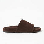 The Dual Stride Chocolate Brown Minimalist Suede Slide Sandals
