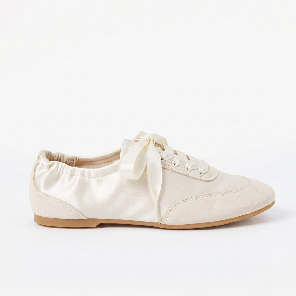The Dual Stride Pink Satin Ribbon Ballet Sneakers
