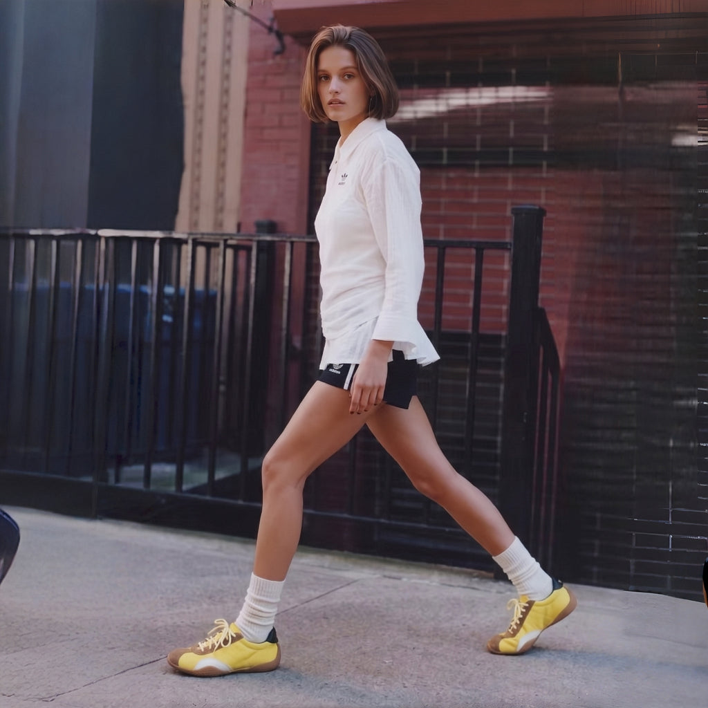 The Dual Stride Yellow Casual Retro Low-Top Sneakers
