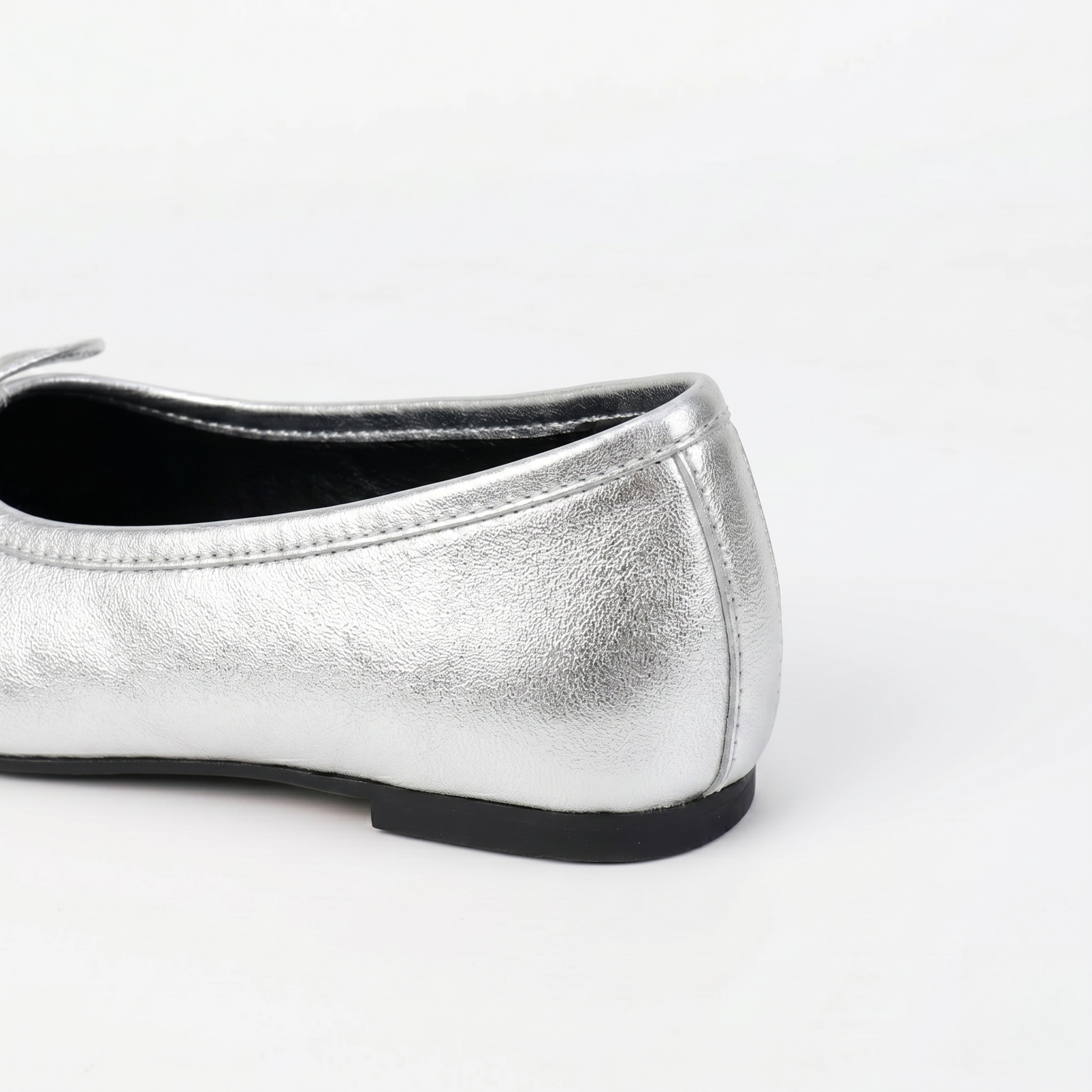 The Dual Stride Soft Silver Lambskin Split-Toe Flats