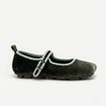 The Dual Stride Green Square-Toe Mary Jane Ballet Flats