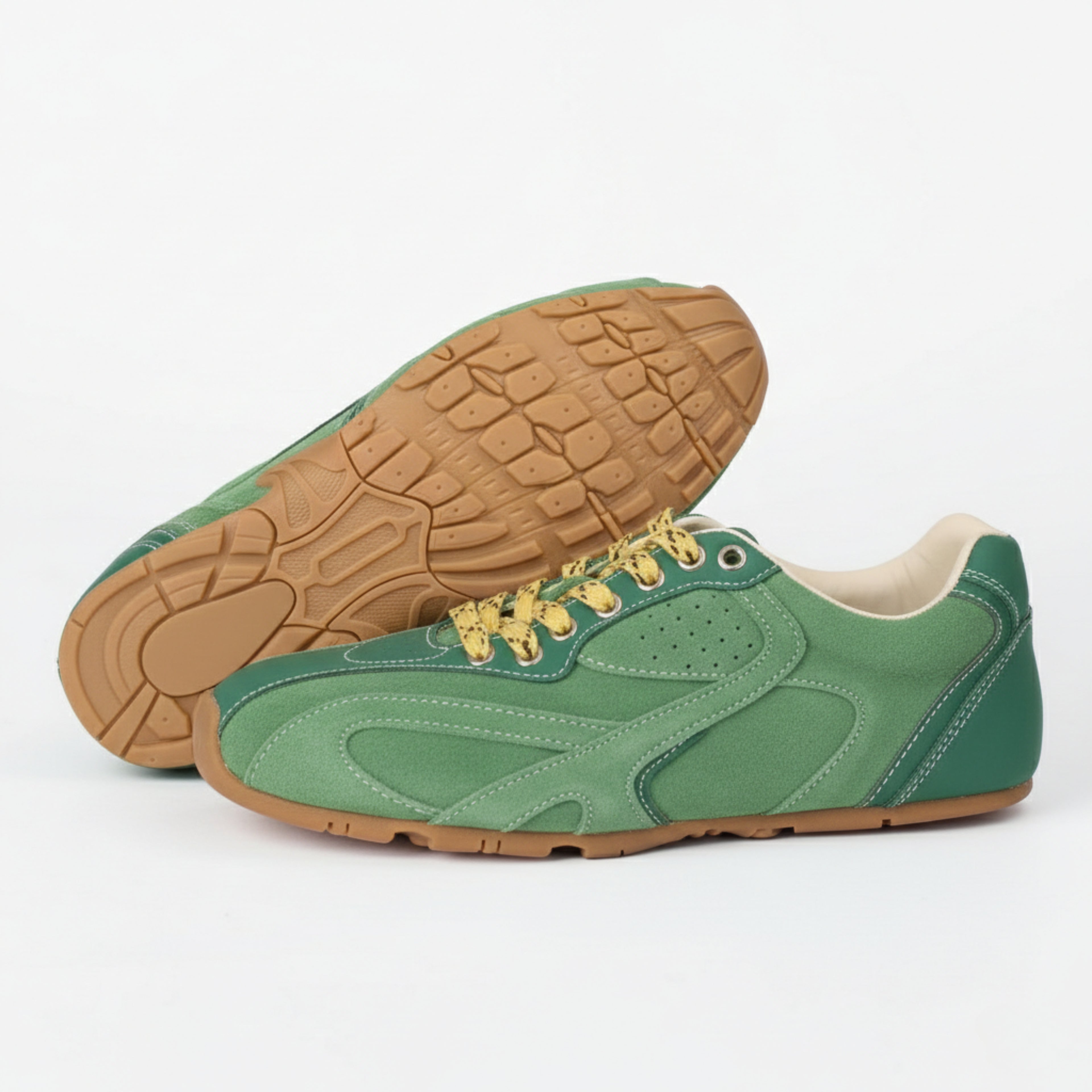 The Dual Stride Women‘s Retro Green Casual Sneakers