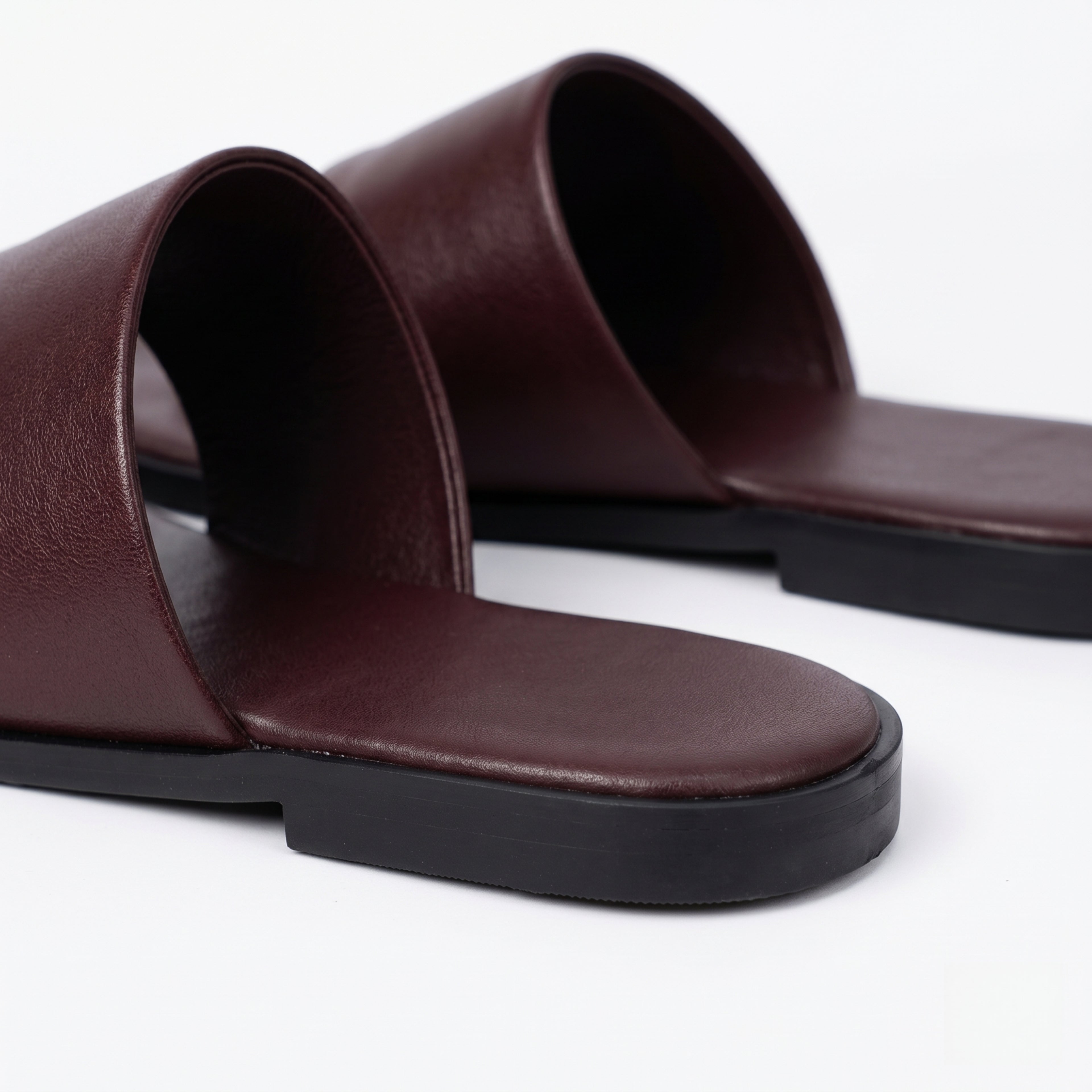 The Dual Stride Deep Burgundy Calfskin Thong Sandals