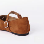 The Dual Stride Women's Brown Perforated Suede Mary Jane Flats