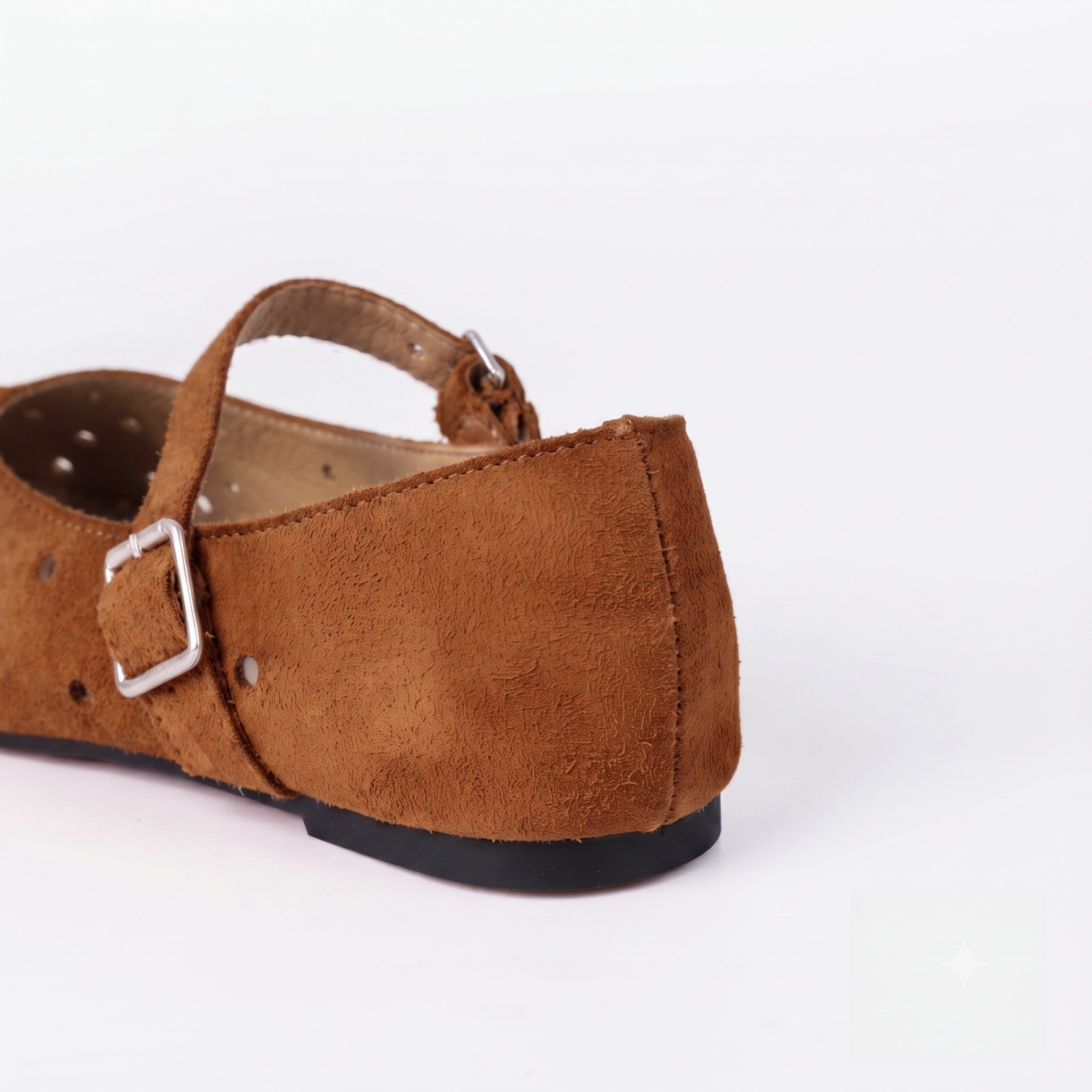 The Dual Stride Women's Brown Perforated Suede Mary Jane Flats