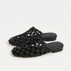 The Dual Stride Women's Black Woven Leather Mule