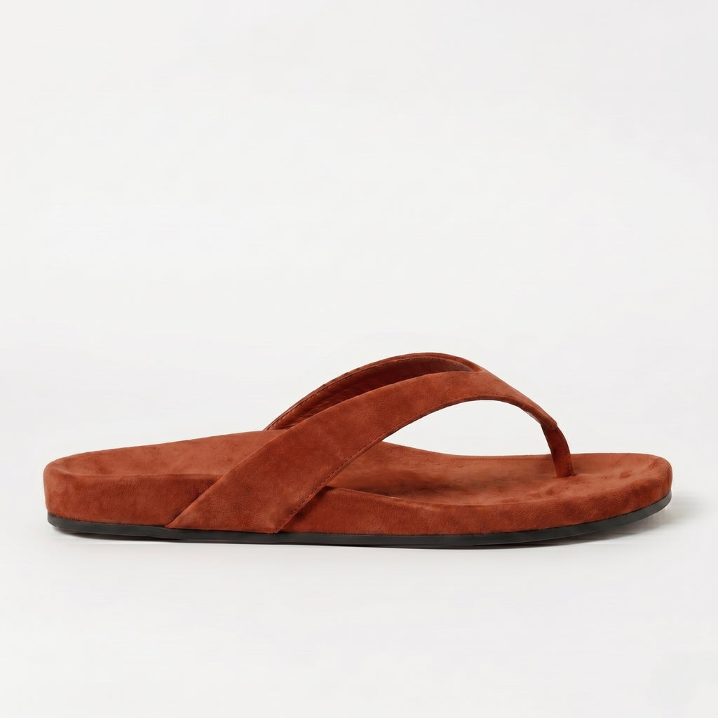 The Dual Stride Red Premium Suede Thong Sandals