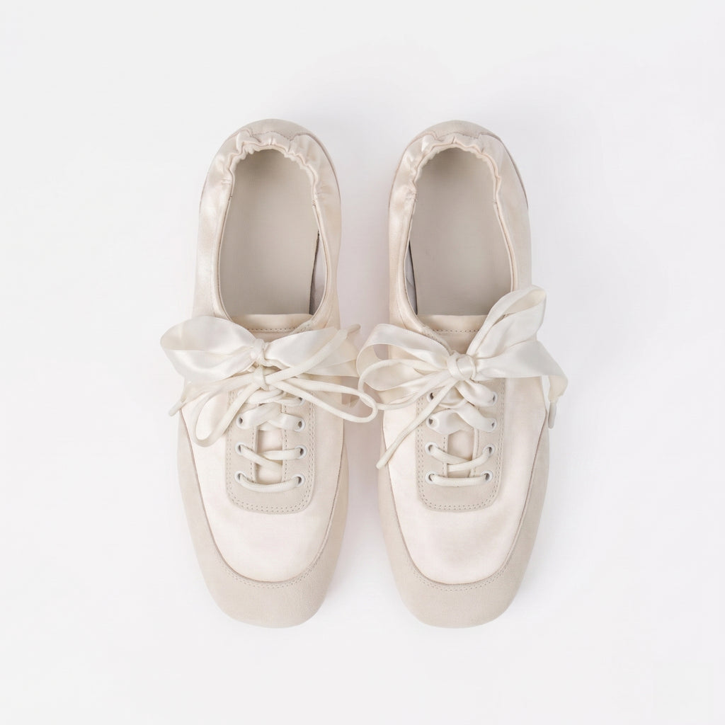 The Dual Stride Pink Satin Ribbon Ballet Sneakers