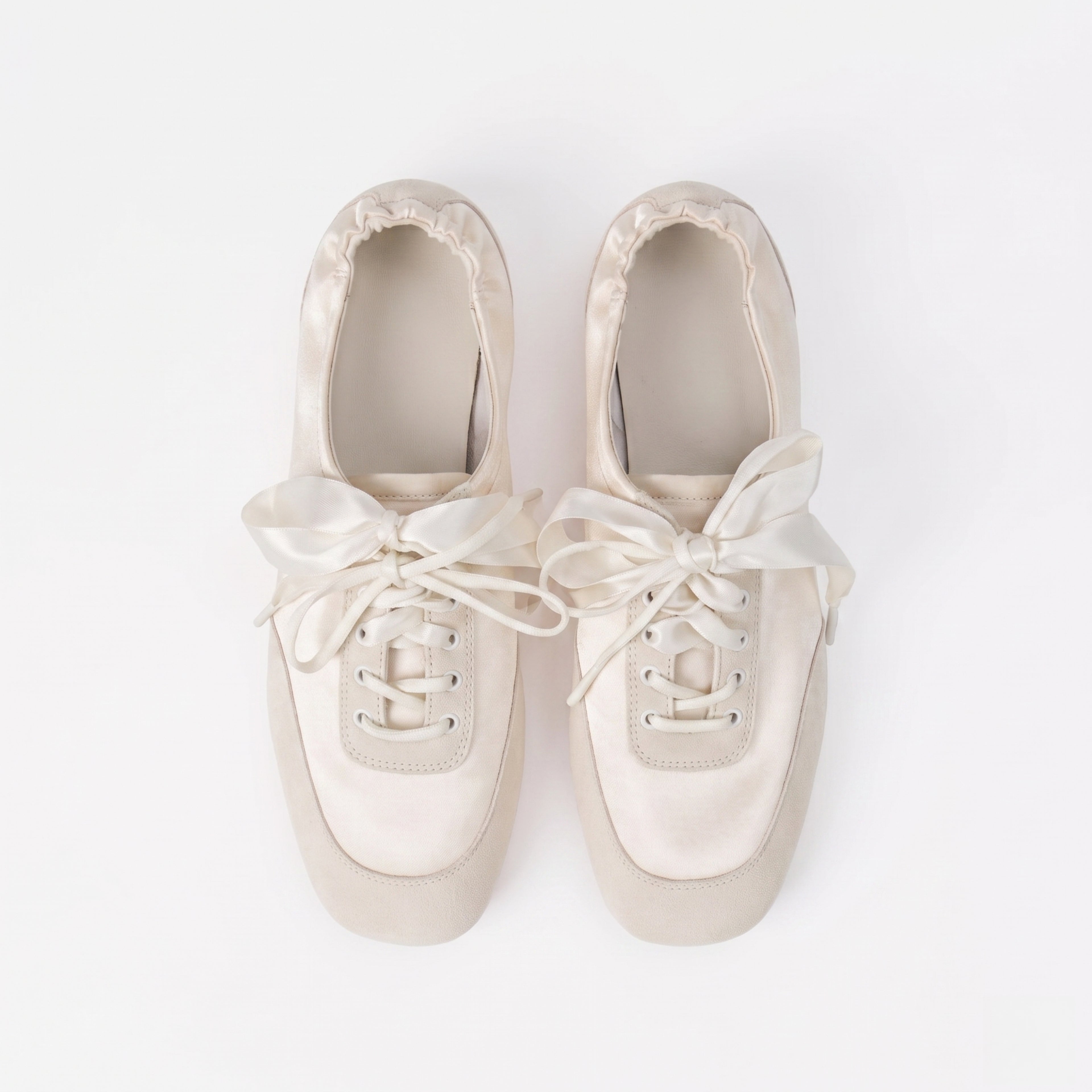 The Dual Stride Pink Satin Ribbon Ballet Sneakers
