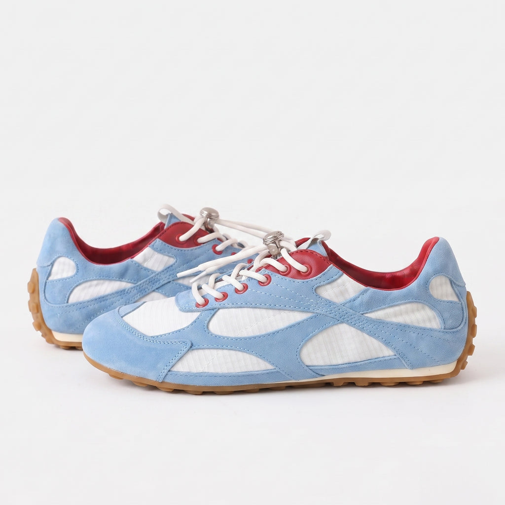 The Dual Stride Women's Sky Blue Retro Suede Casual Sneakers