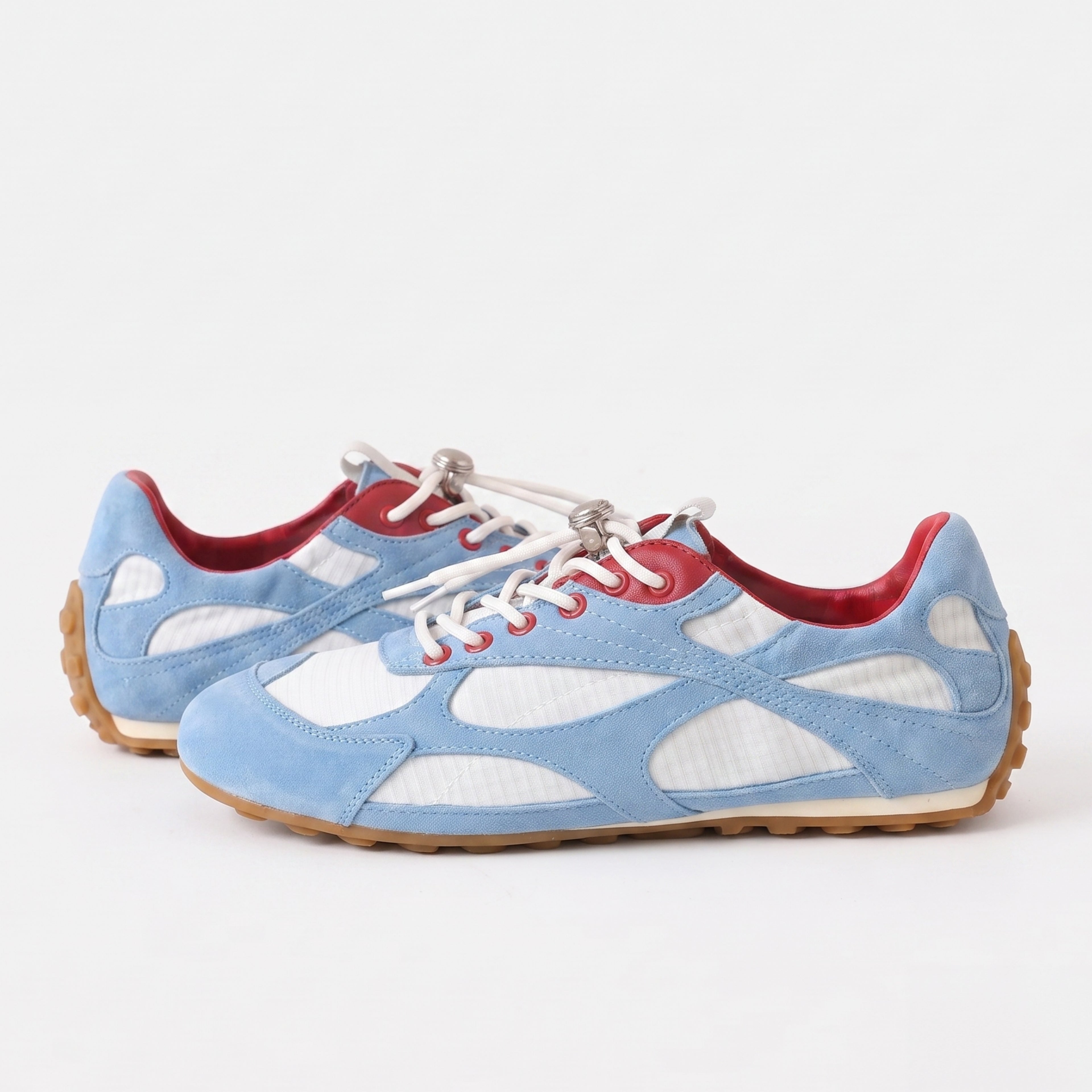 The Dual Stride Women's Sky Blue Retro Suede Casual Sneakers
