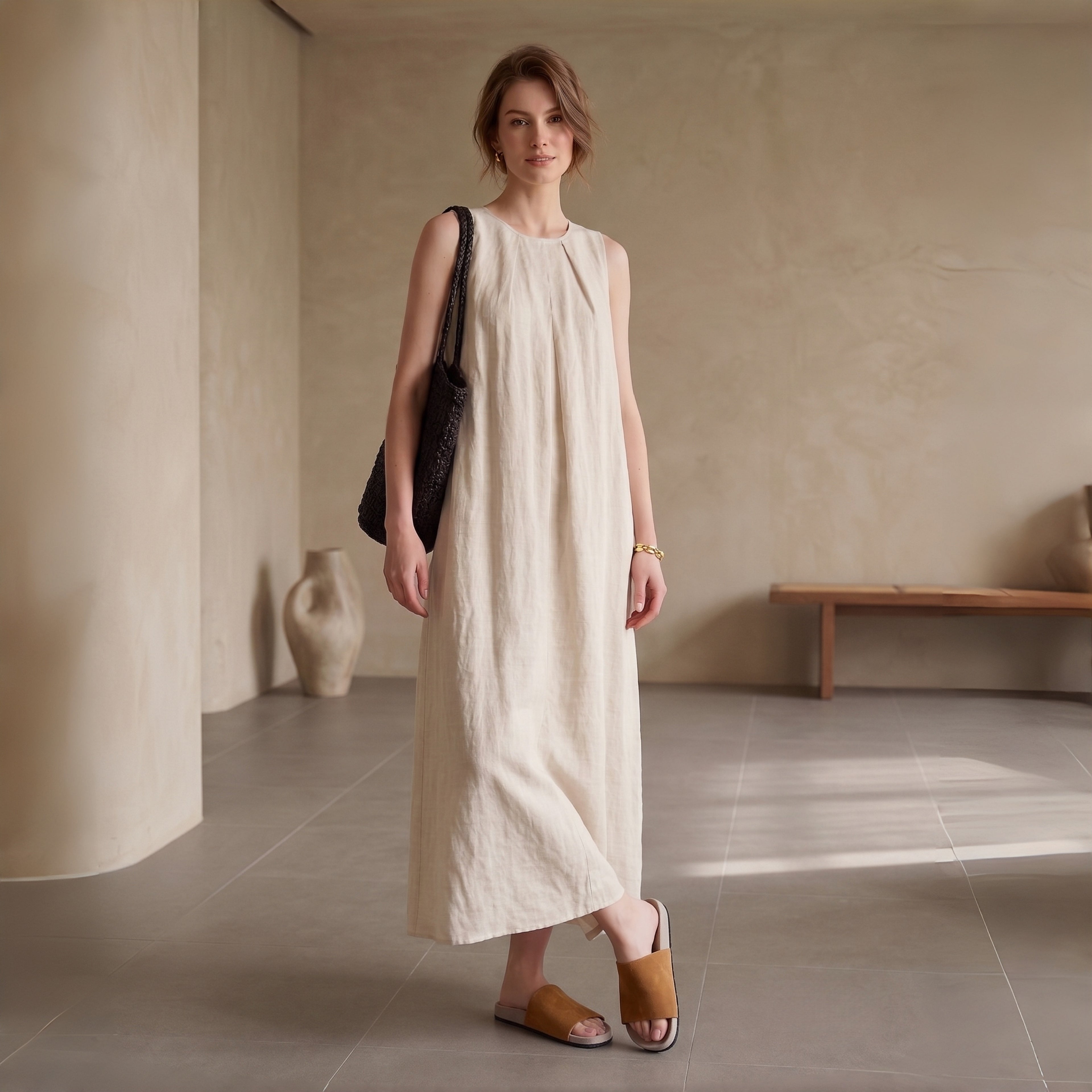 The Dual Stride Sand Minimalist Suede Slide Sandals