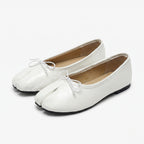 The Dual Stride Minimalist  White Split-Toe Ballet Flats