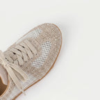 The Dual Stride Beige Sparkling Rhinestone Mesh Sneakers