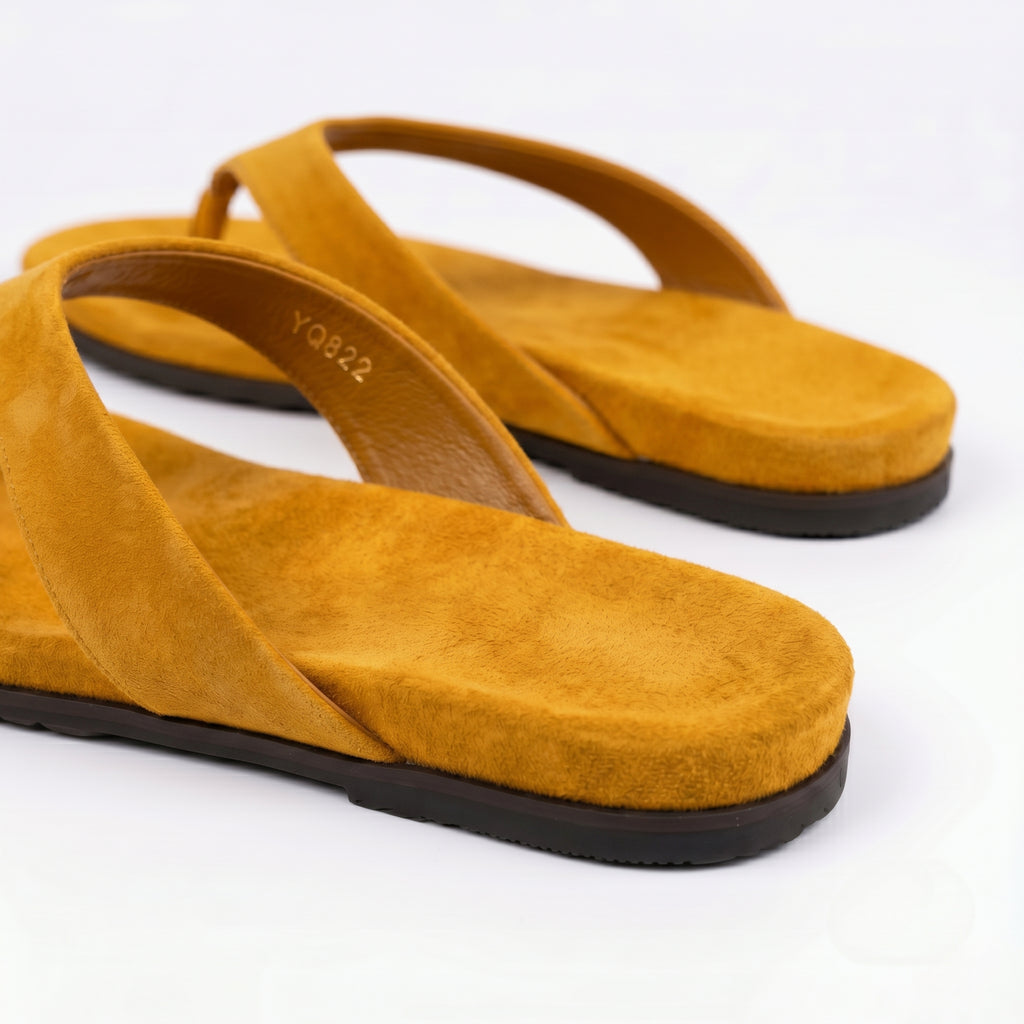 The Dual Stride Deep Yellow Premium Suede Thong Sandals