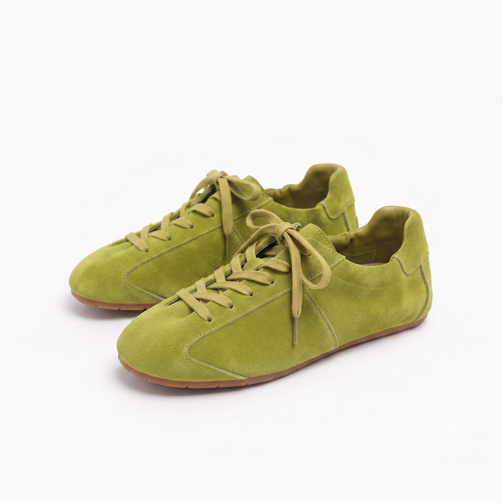 The Dual StrideRetro Olive Green Suede Casual Sneakers