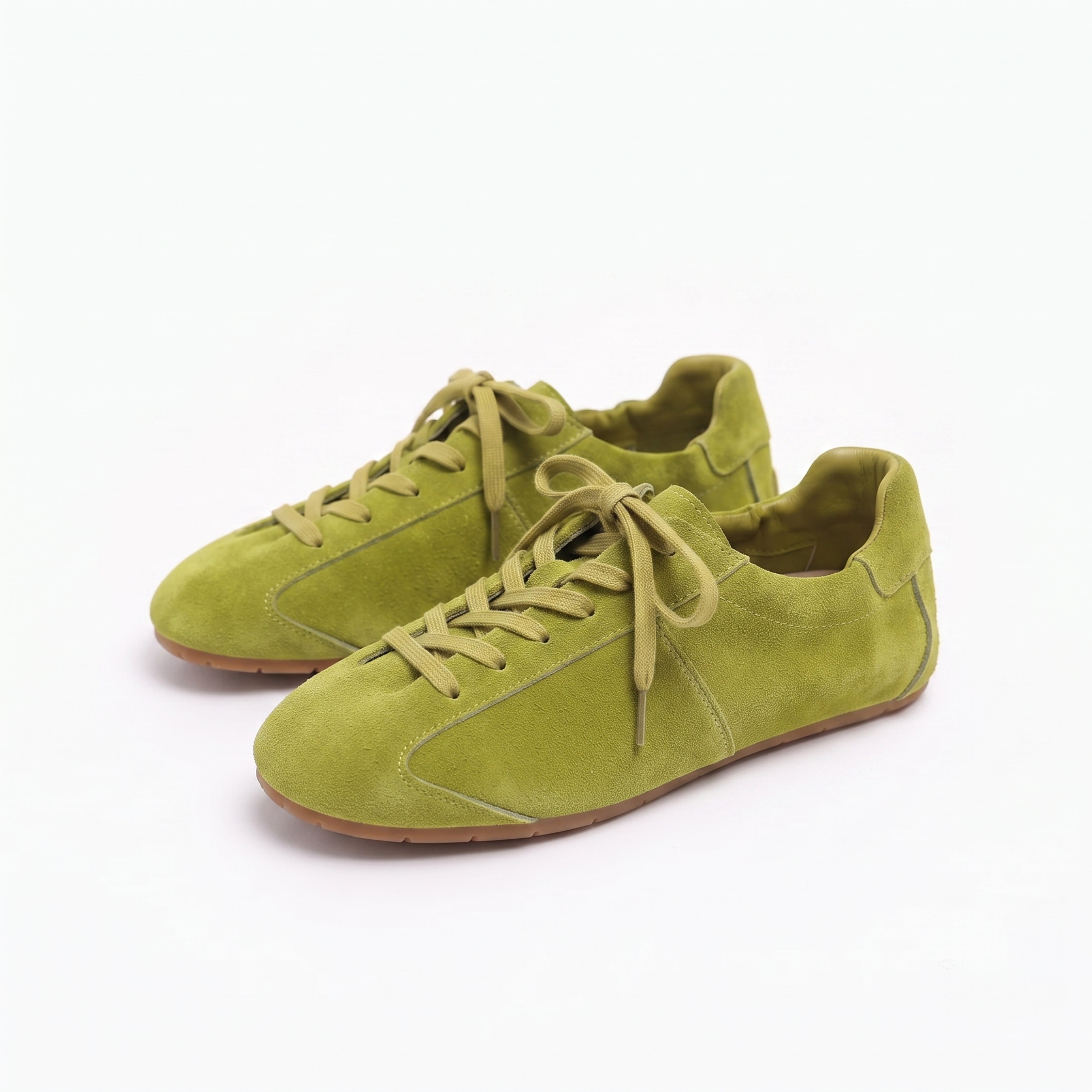The Dual StrideRetro Olive Green Suede Casual Sneakers