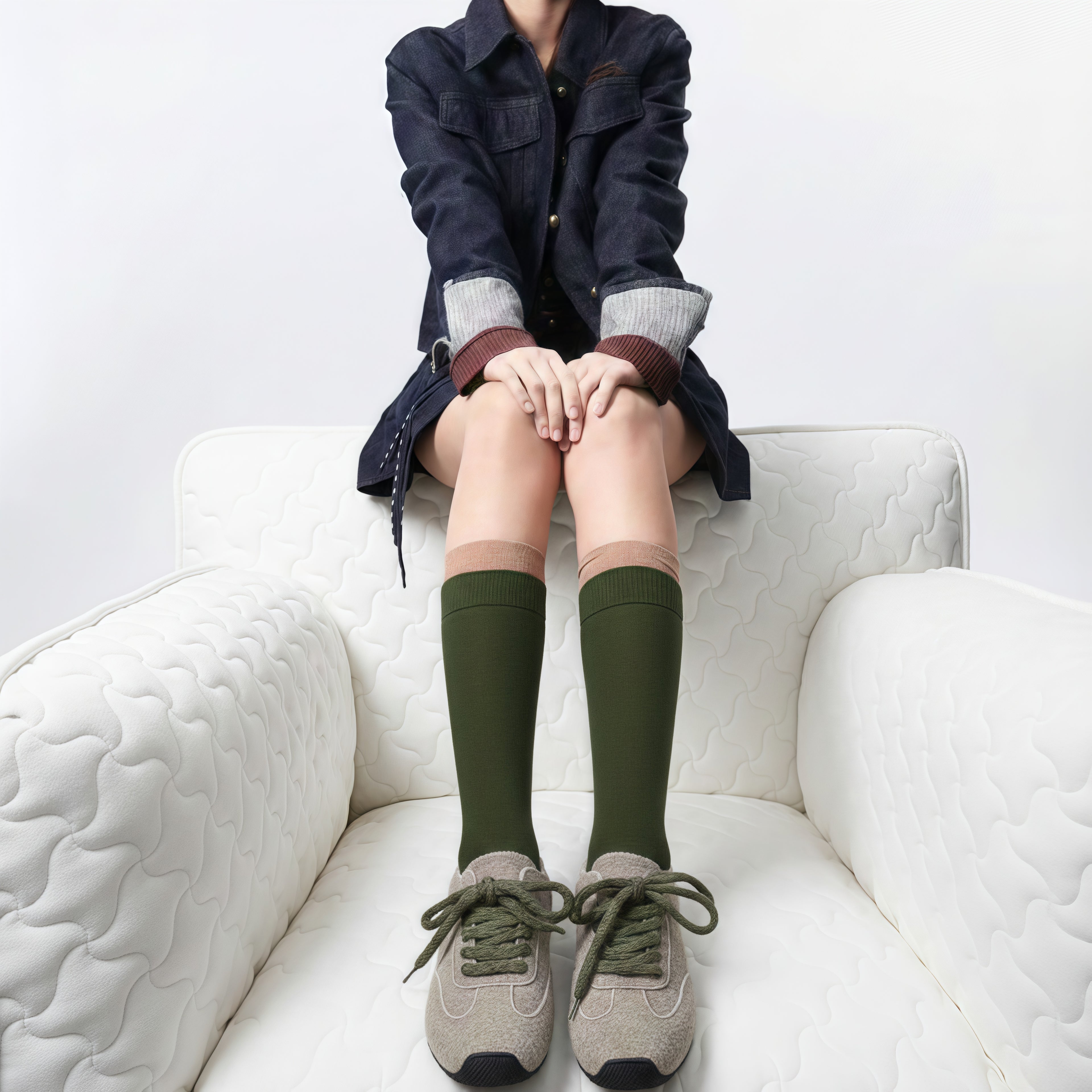 The Dual Stride Women's Green Retro Comfortable Sneakers