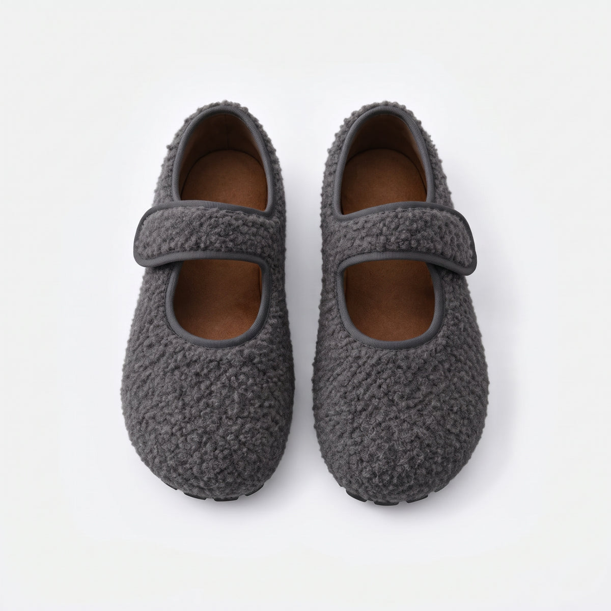 The Dual Stride Gray Cozy Fleece Mary Jane Flats