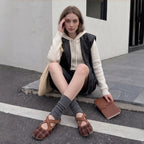 The Dual Stride Brown Vintage Plaid Tabi Mary Janes