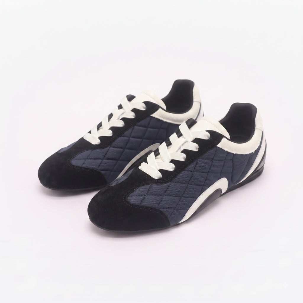 The Dual Stride Black Vintage Diamond pattern Casual Shoes