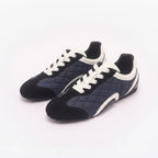 The Dual Stride Black Vintage Diamond pattern Casual Shoes
