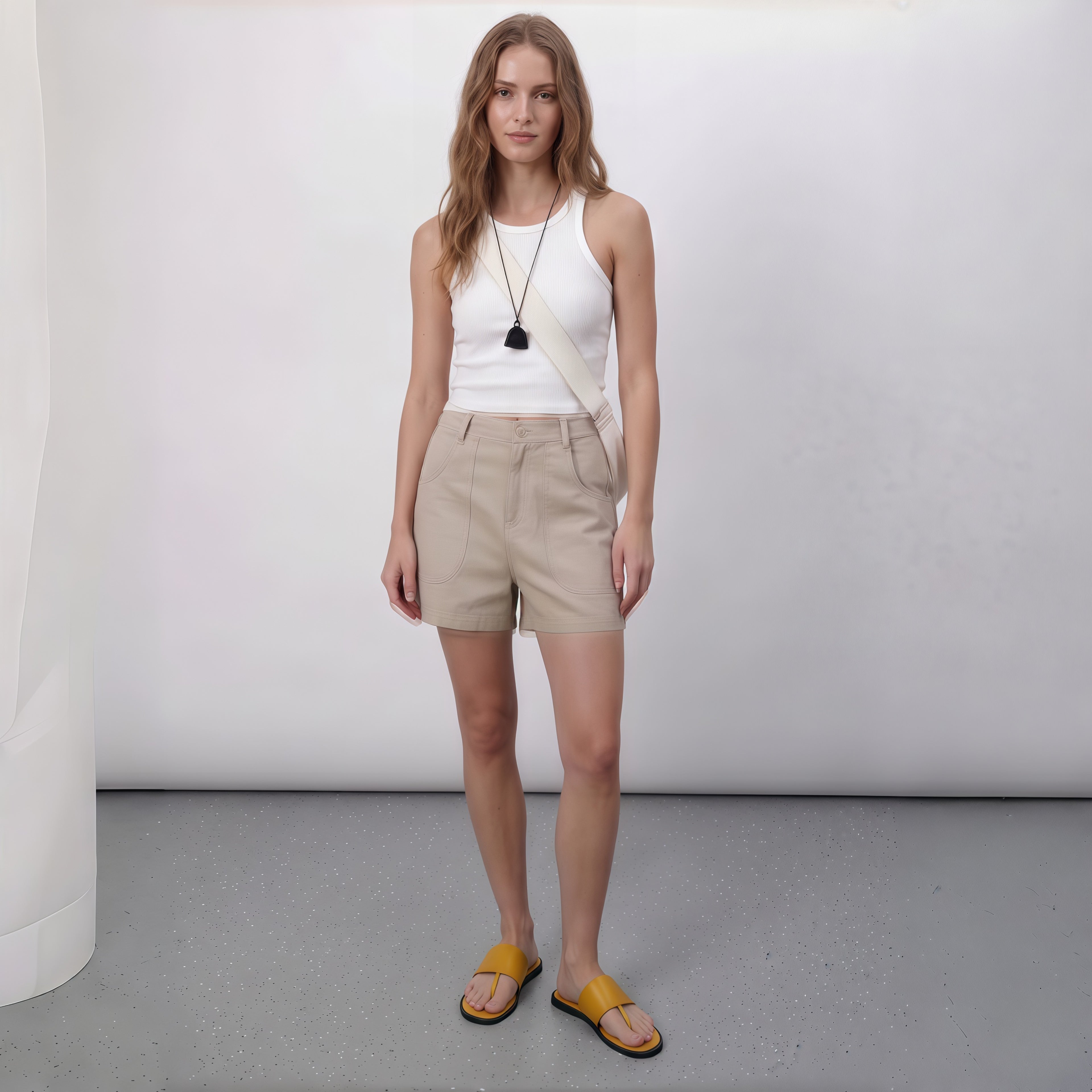 The Dual Stride Yellow Calfskin Thong Sandals