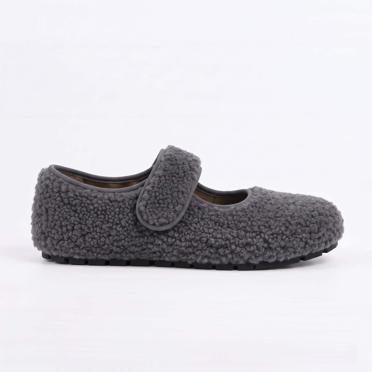 The Dual Stride Gray Cozy Fleece Mary Jane Flats
