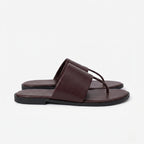 The Dual Stride Deep Burgundy Calfskin Thong Sandals