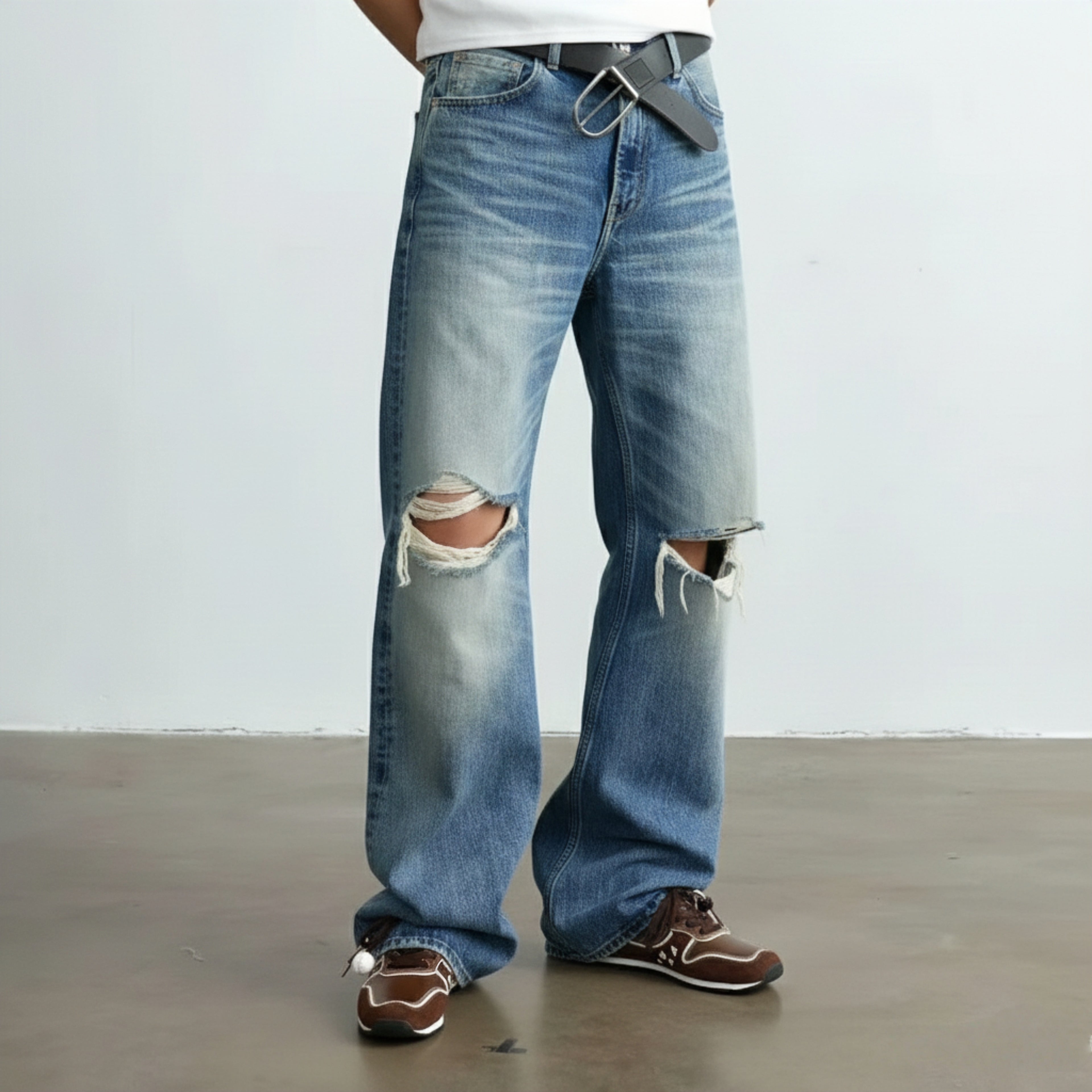 The Dual Stride Men‘s Retro Brown Suede Sneakers