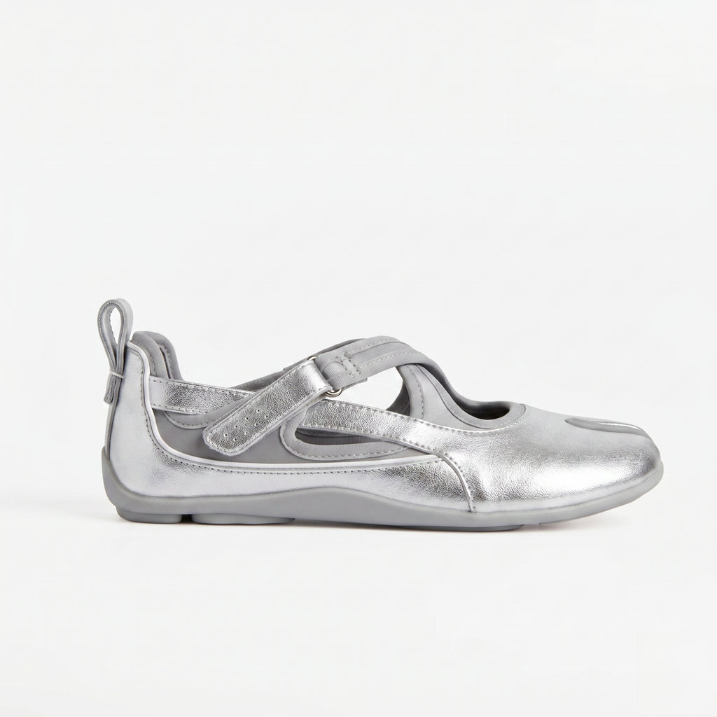 Bailarina plana Tabi Mary-Jane plateada Dual Stride