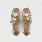 The Dual Stride Khaki Open-Weave Suede Flats