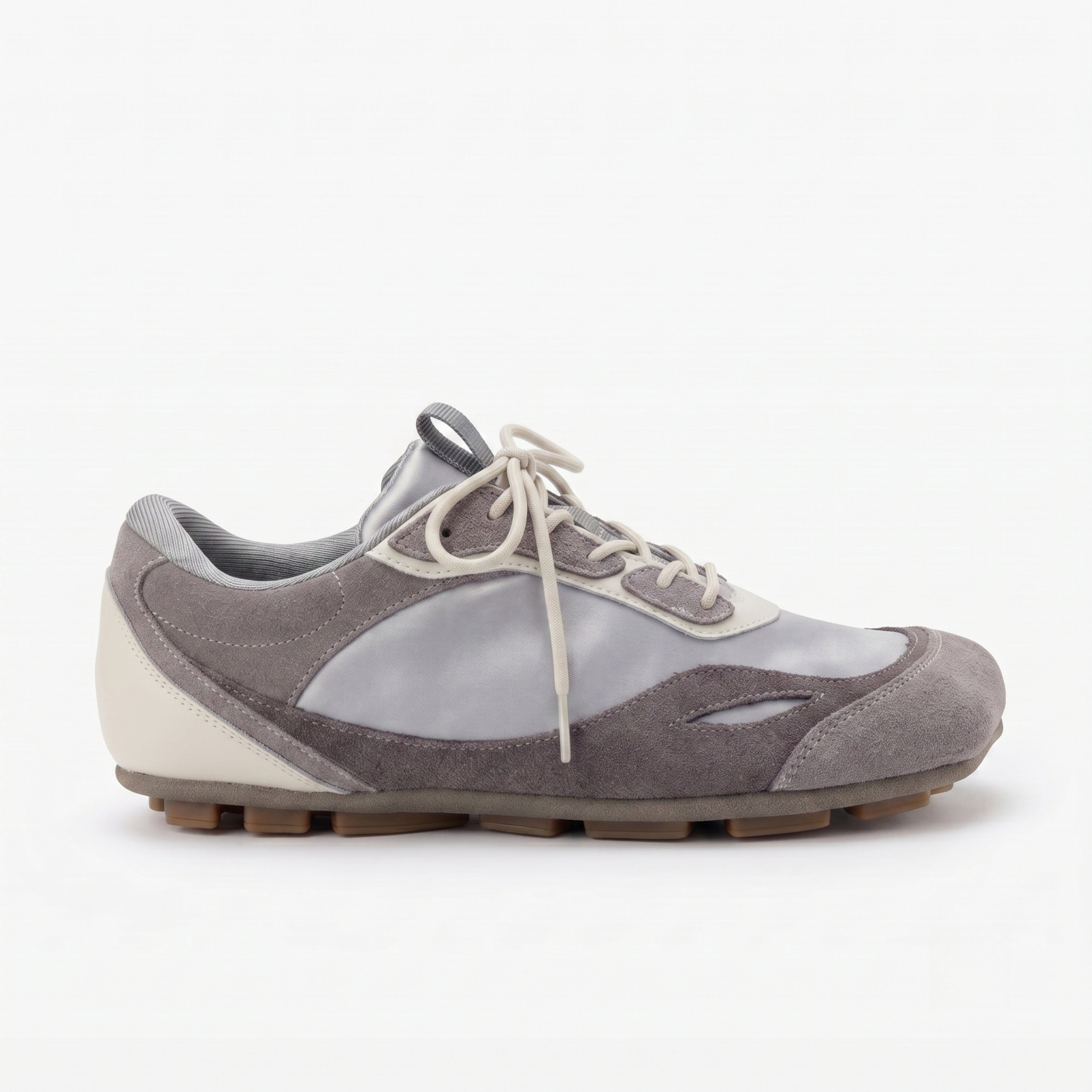 The Dual Stride Grey Square-Toe Minimalist Retro Trainer