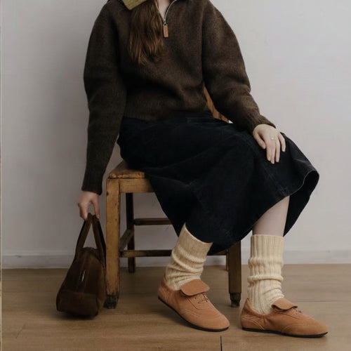 The Dual Stride Women's  Brown Suede Slip-On Trainers