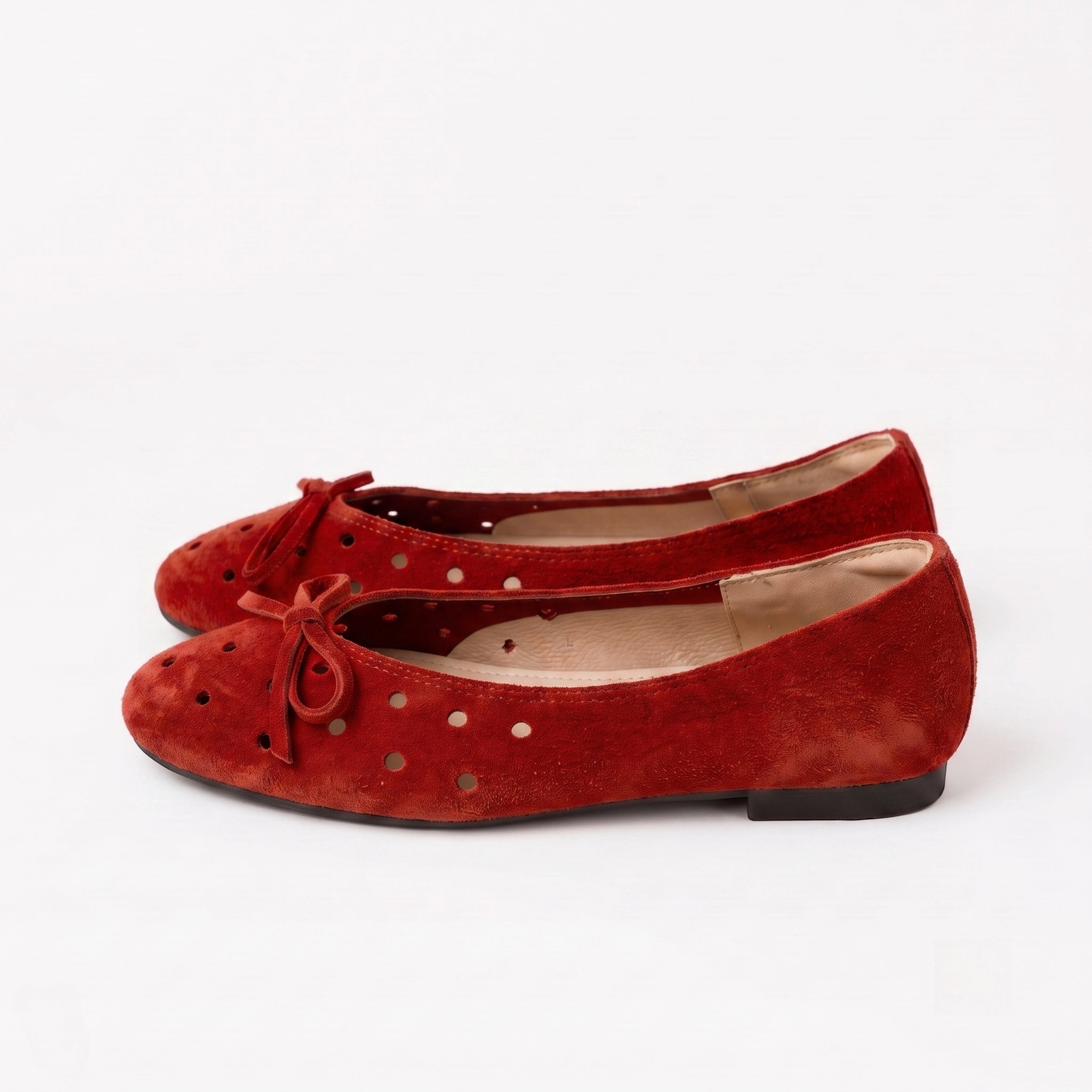 The Dual Stride Red Suede Ballet Flats