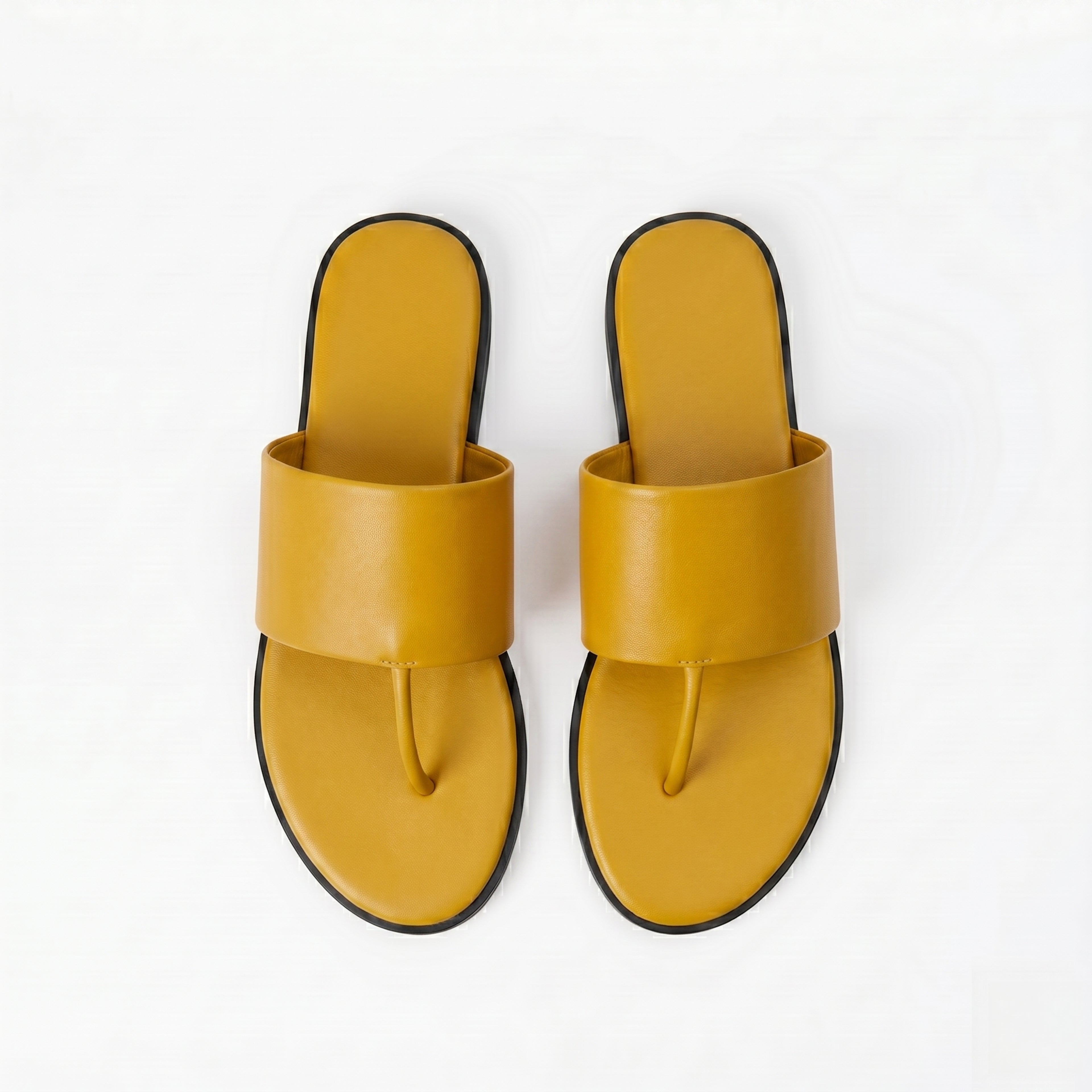 The Dual Stride Yellow Calfskin Thong Sandals