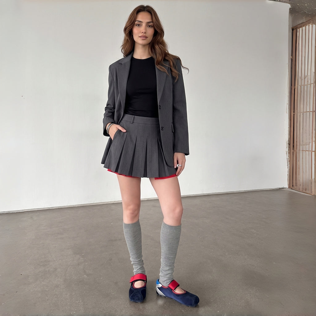 The Dual Stride Blue square-toe Mary Jane flats