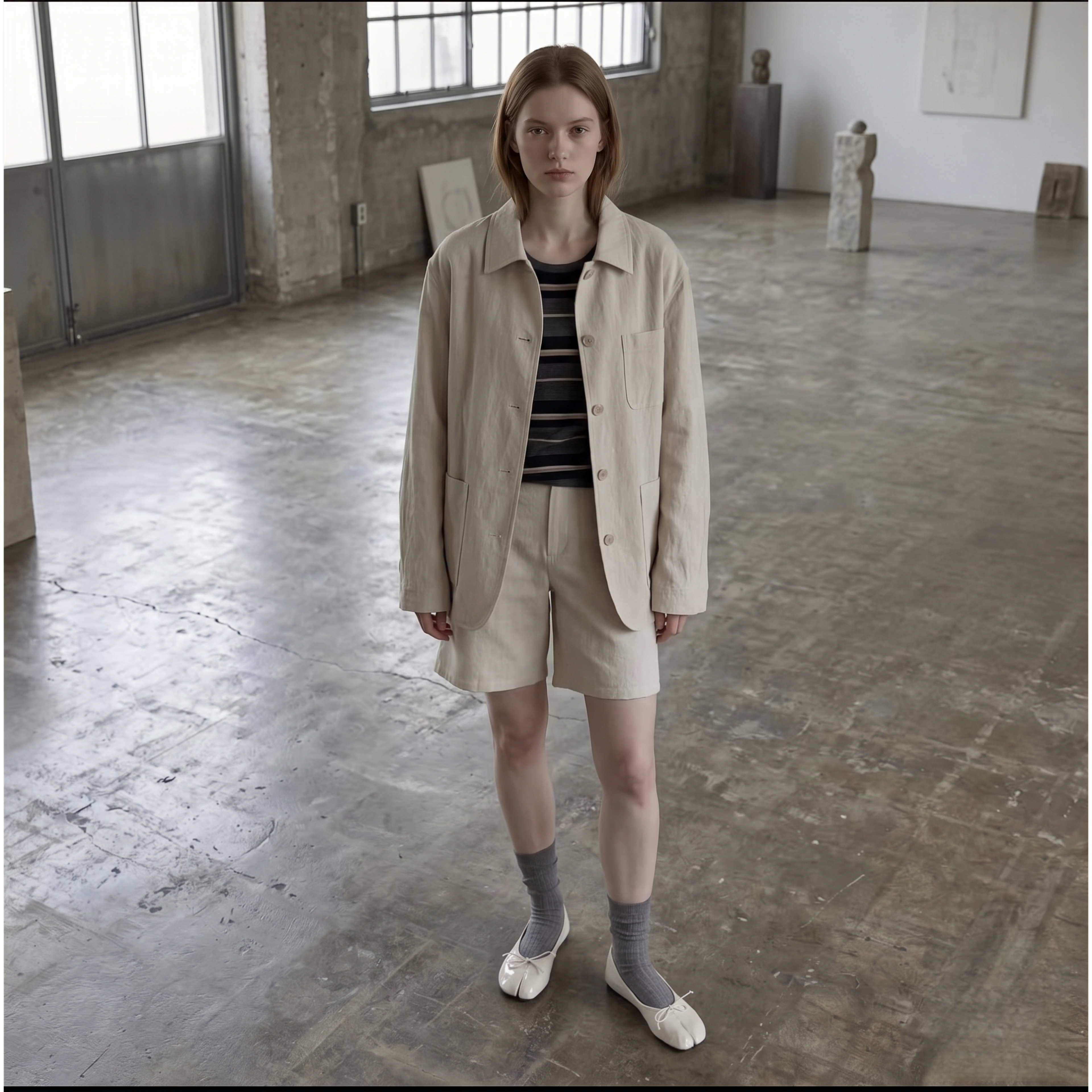 The Dual Stride Minimalist  White Split-Toe Ballet Flats