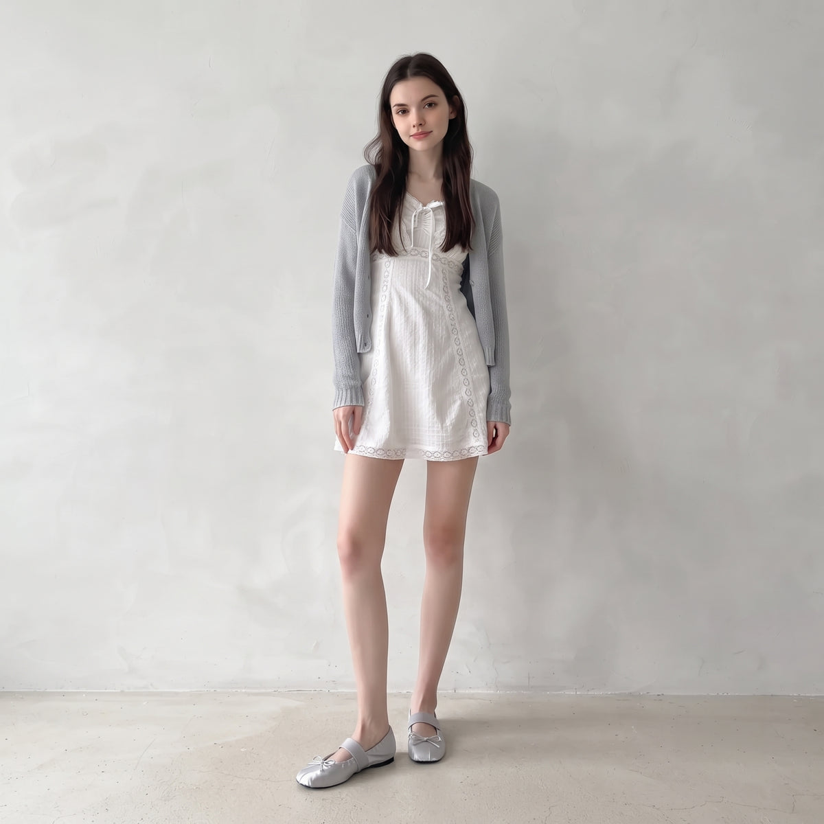 The Dual Stride Gray Satin Mary-Jane Ballet Flats