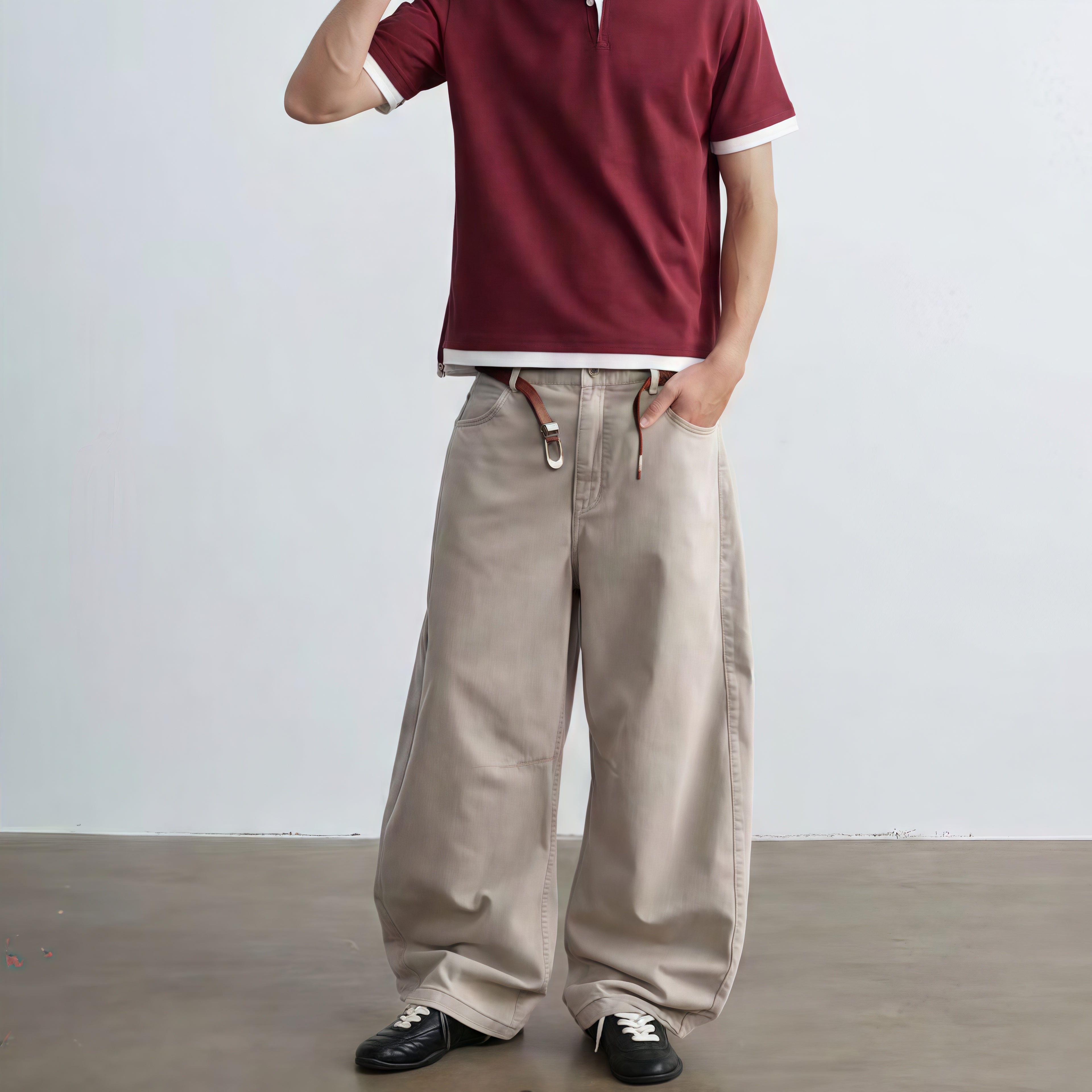 The Dual Stride  Men's Black Genuine Leather Casual Sneakers