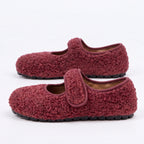 The Dual Stride  Red Cozy Fleece Mary Jane Flats