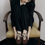 The Dual Stride Women's Chocolate Brown Minimalist Suede Trainers